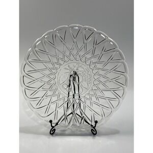 Vintage  Indiana Glass Salad Plate Clear Pretzel Pattern 1950'S 8 1/2"